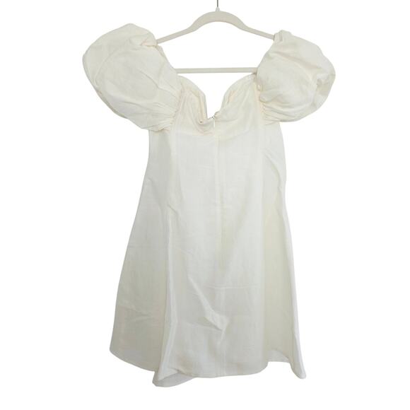 Cult Gaia Lissett Mini Dress Off White Cream Puffy Sleeve Fit & Flare Medium - Picture 5 of 11